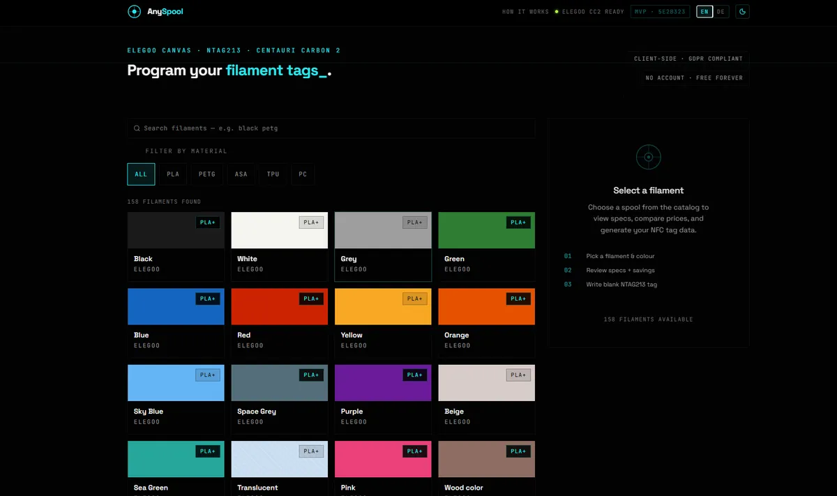 AnySpool: Client-Side NFC Tag Provisioning